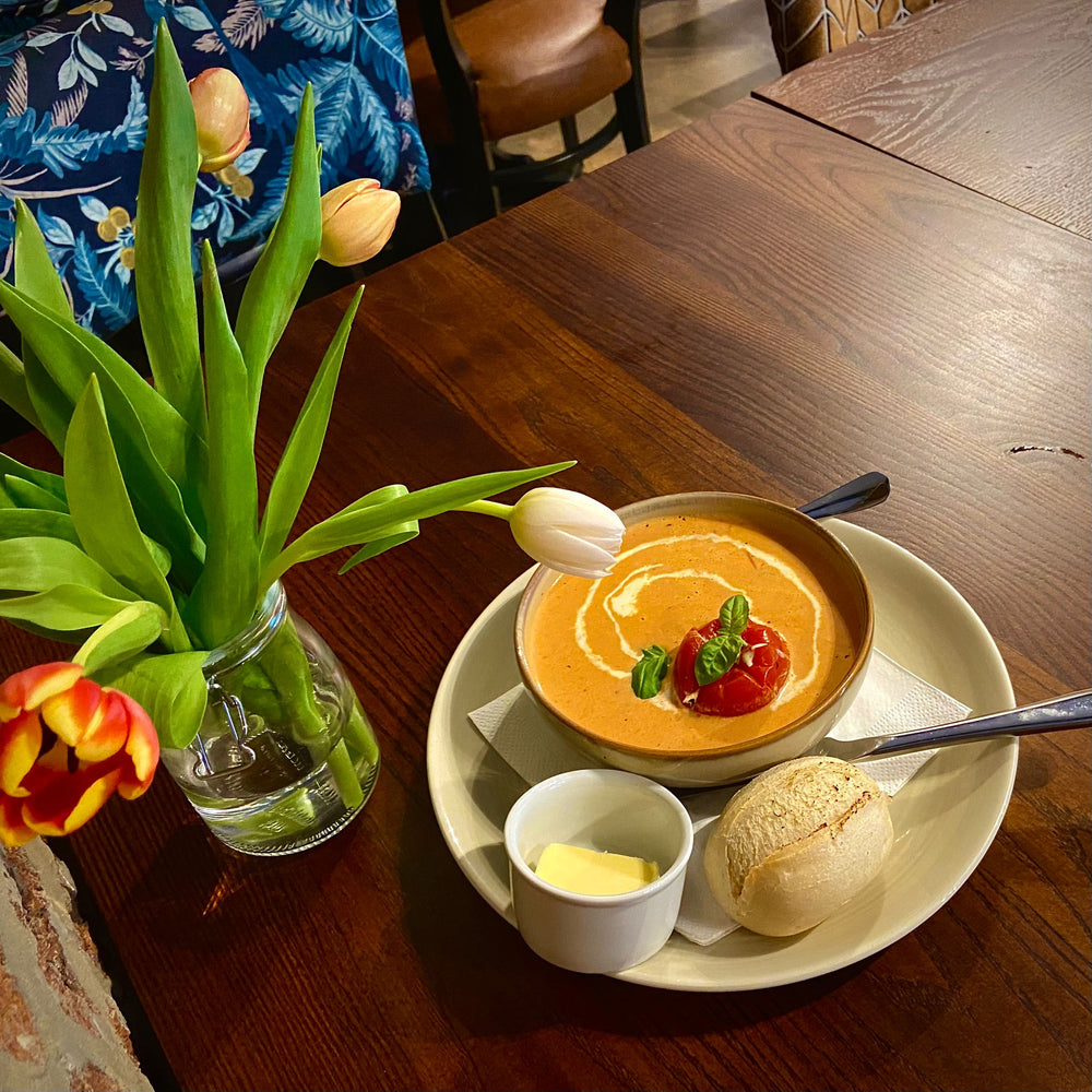 Lunch served at a table inside BALANCE café
