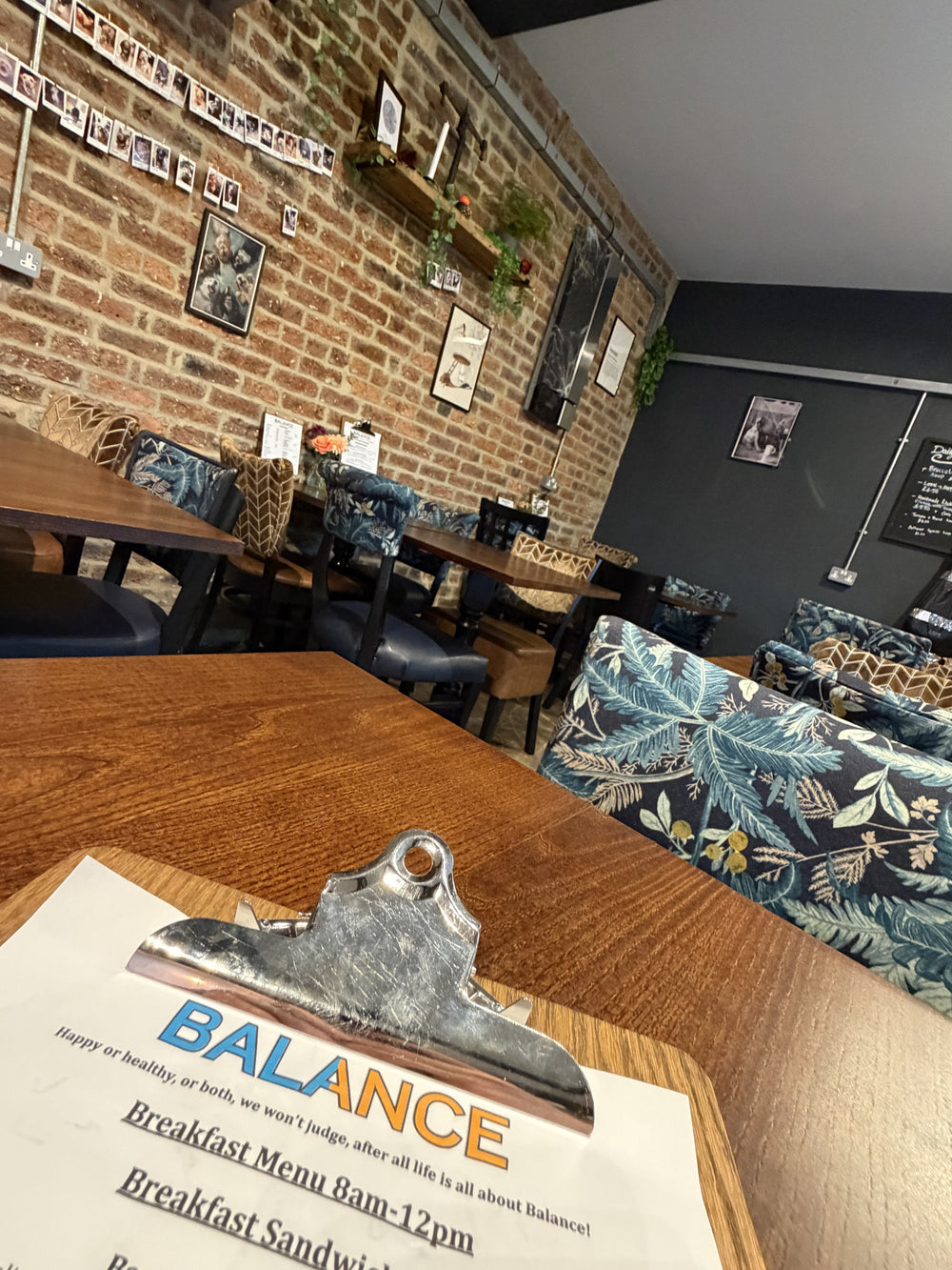 A table overlooking the coffee shop at BALANCE