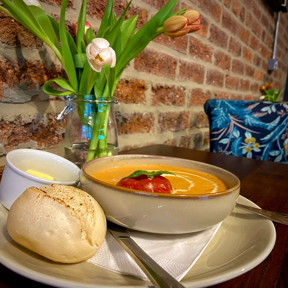 Homemade soup and bread at BALANCE